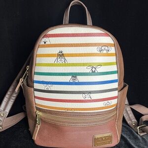 Disney Loungefly Brown and Striped Kids Backpack Winnie the Pooh